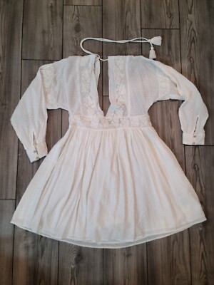 white floral chiffon double tier plunge skater dress Cream Floral Printed Wrap Top Skater Dress – AX Paris main image 0