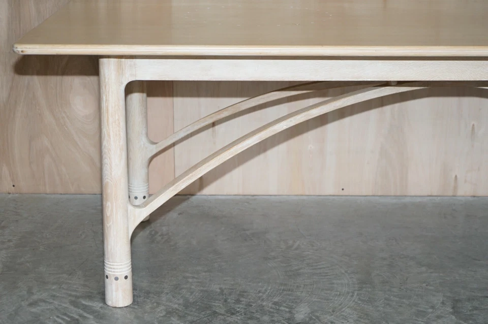 LIMED OAK & PEWTER INLAID DAVID GREGSON ARTS & CRAFTS DINING TABLE & 8 CHAIRS - Image 4 of 4