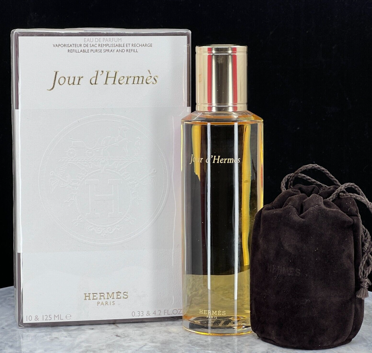 NEW Hermes Jour D'Hermes EDP Purse Spray & Refill(0.33oz+4.2oz