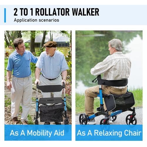 Mobility Walker Aids Frame Rollator Foldable X-Fold Walking Aid Indoor Outdoor - Picture 3 of 10