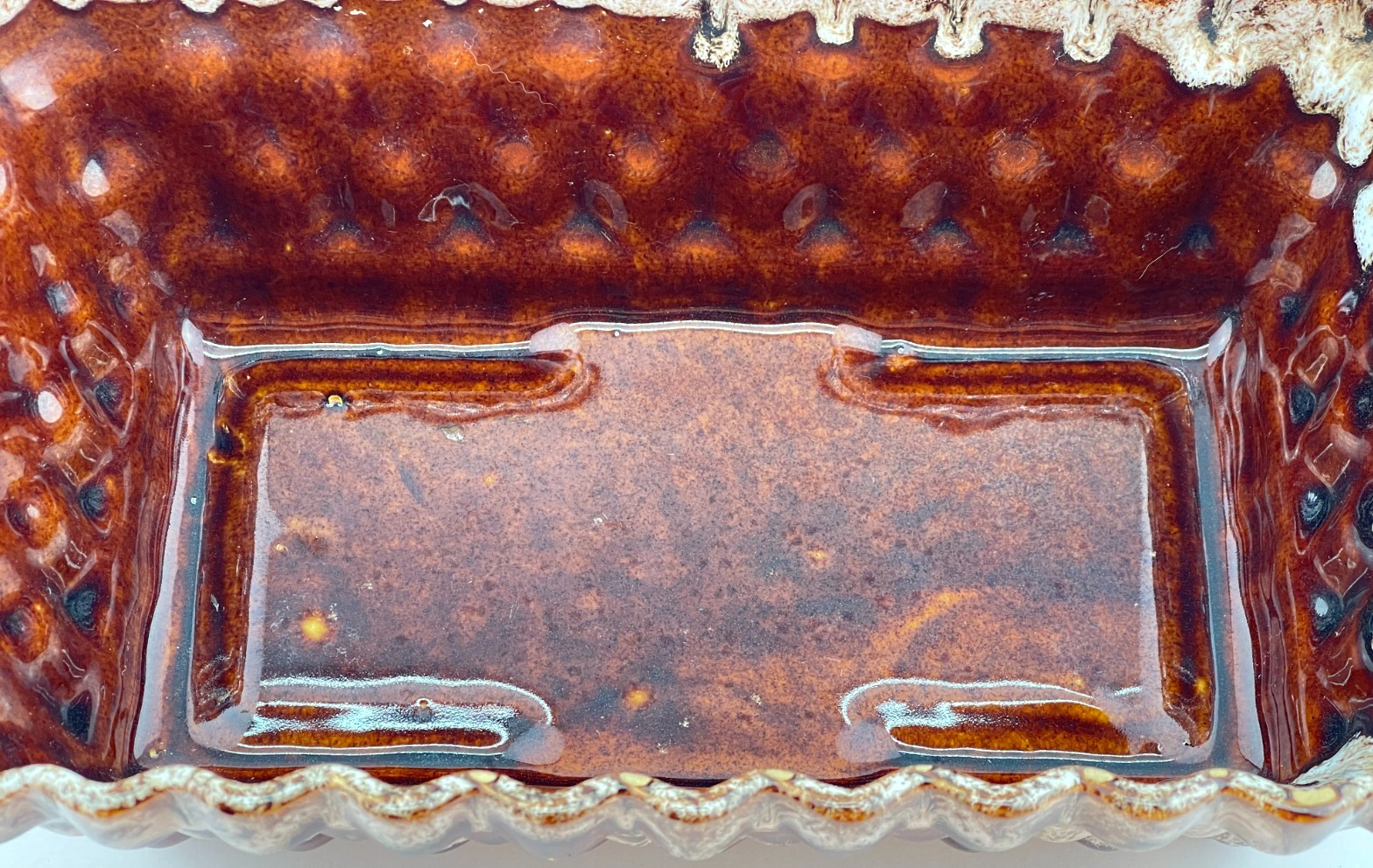 Mid-Century Planter or Dish UPCO Pottery Company #103 Brown Drip Glaze USA 10"L