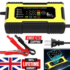 12V 6A Car Battery Charger Fast Charger Automatic Smart Pulse Repair AGM/GEL NEW