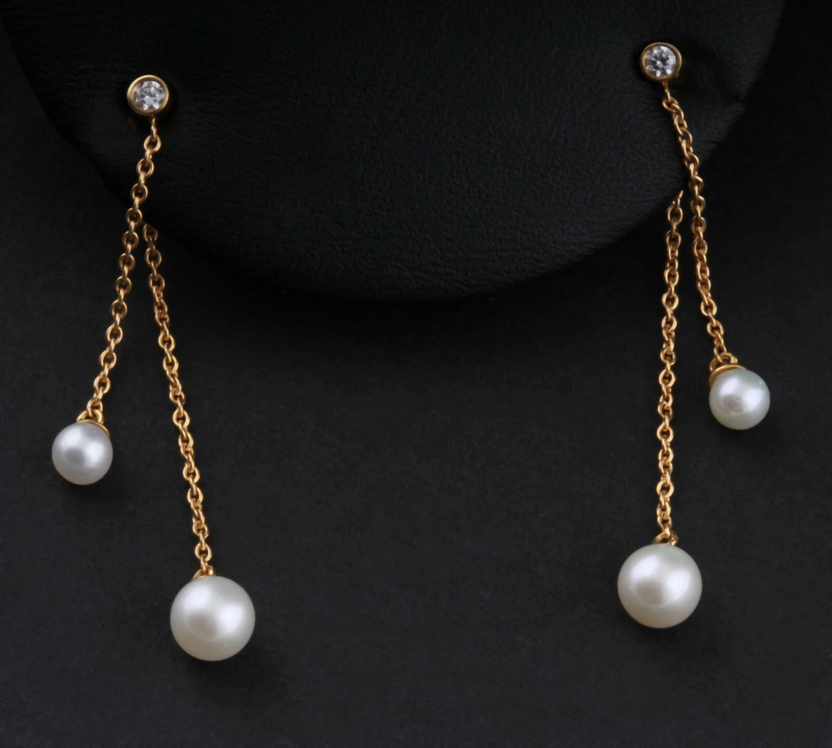 Georg Jensen Gold Earrings 1579C. Pearls Diamonds. Neva. 18