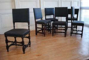 Harlequin Set 6 Antique Jacobean Revival Dining Chairs