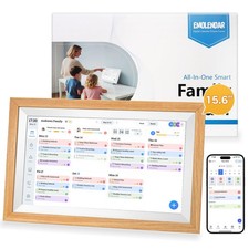 Digital Calendar,15.6 Inch Smart Wifi Electronic Calendar with Wooden Frame, ...