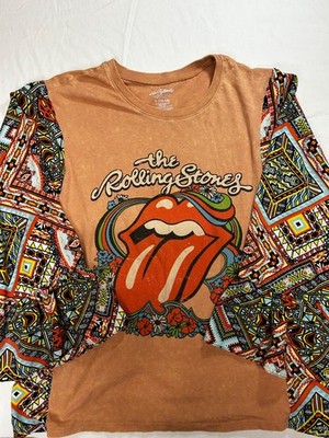 The Rolling Stones Tee Upcycled LGBoho Unique Geometric Festival Rocker