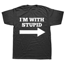 Novelty Awesome I'm With Stupid And Arrow Pointing Right T Shirts