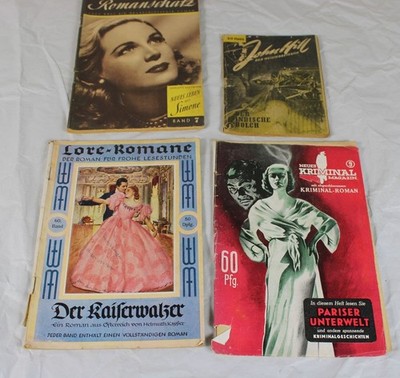 B10/ 4 Roman Hefte ab 1948 - John Hill + Pariser Unterwelt + Kaiserwalzer /S40