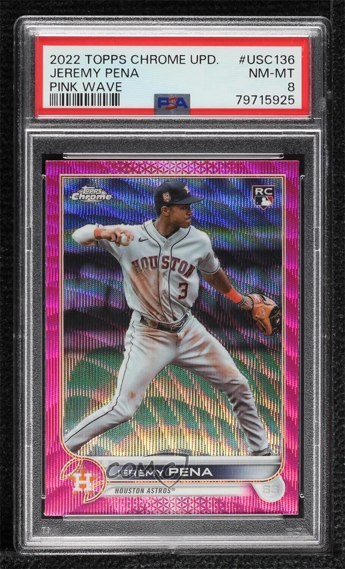 2022 Topps Chrome Update Pink Wave Refractor Jeremy Pena #USC136 PSA 8 0ji1
