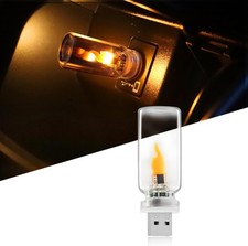 2PCs Car USB LED Light Flame Lights Plug in USB Vehicle Interior Ambient Lights