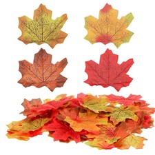 200 Pcs Fake Fall Leaves Realistic Crafts Colorful Artificial Autumn Decoration