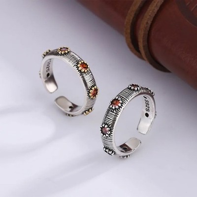 925 Sterling Silber Blume Zirkon Ring - Frauen Verlobung Hochzeit Schmuck Geschenk
