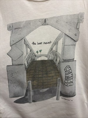 LARGE SIGNED Gil Borgos Shirt Venice Canals Bridge Last Resort Los Angeles VTG