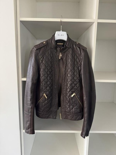 Women Michael Kors Jacket Brown Leather M