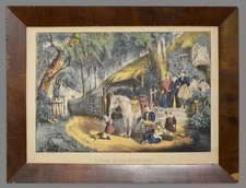 Currier & Ives Lithograph Sunday in the Olden Time Small Folio c. 1872-1874
