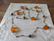 Bernsteinkette Fischland, 835 Silber, Blumen, 90 cm lang