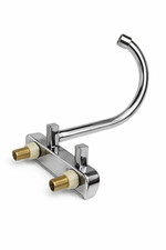 Modern Chrome Wall Mounted Bathroom Tap Faucet Set Curved Spout Mixer Basin Sink