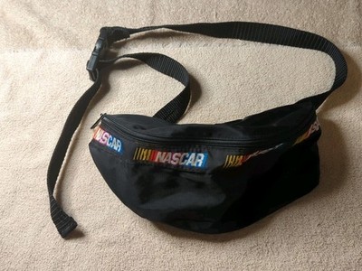 Vintage 80s 90s NASCAR Fanny Pack Waist Bag Cross Canvas Body Black Made In USA