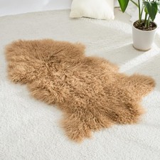100 Genuine Sheepskin Area Rug Real Lightweight Fluffy Soft Mongolian Long Wo...