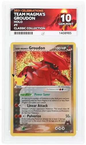 Pokémon TCG Team Magma's Groudon 9/95 Celebrations ACE 10 GEM MINT