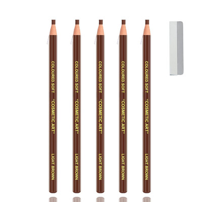 5 Pcs Light Brown Eyebrow Pencils for Women with Sharpener Waterproof and Sweat-