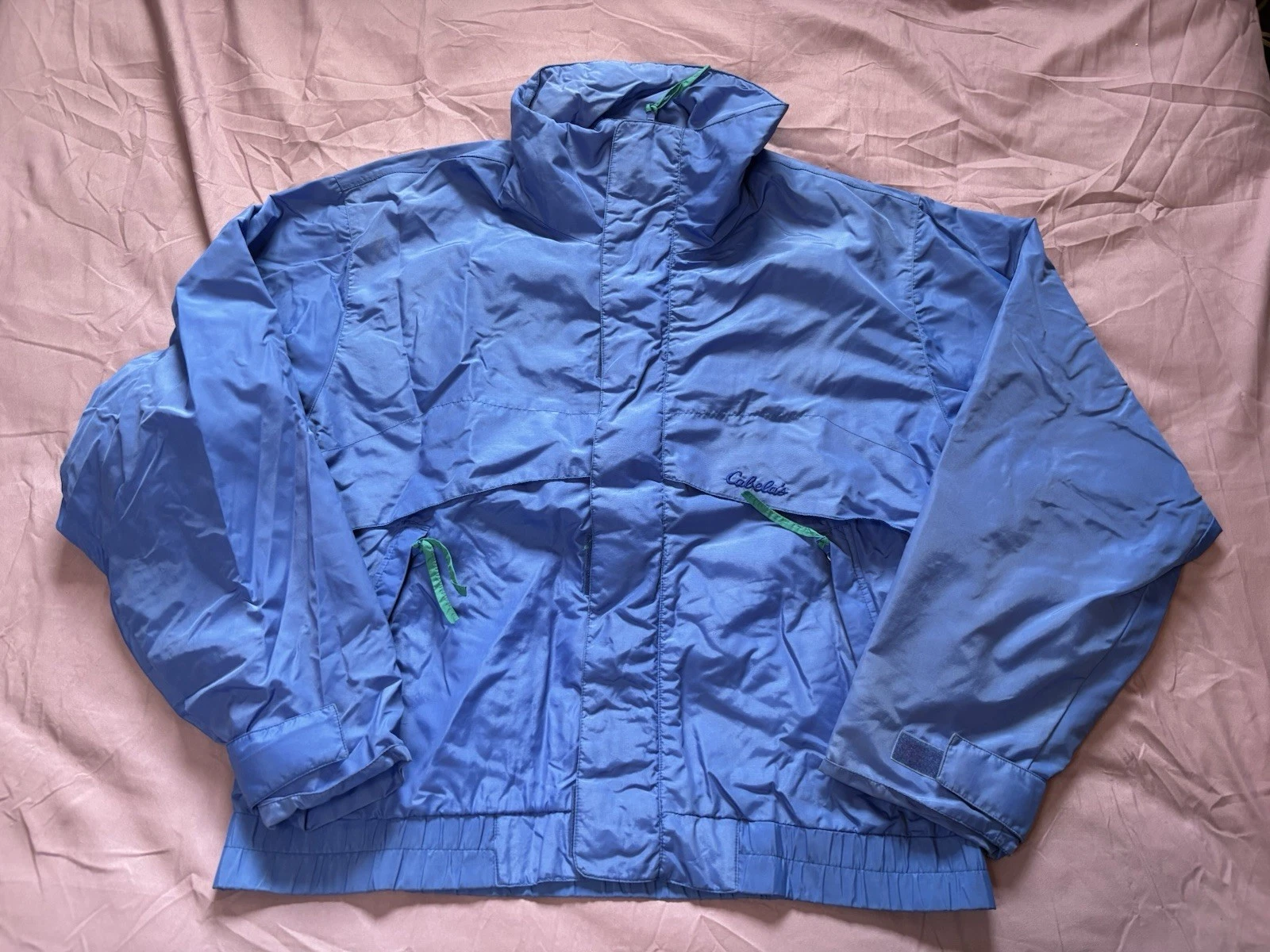 Cabelas Windbreaker Anorak Jacket Mens Large Blue Full Zip Pockets Lightweight