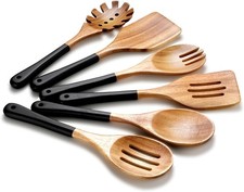 Wooden Spoons For Cooking, 6 PCS Natural Acacia Wooden Cooking Utensils or Non-S