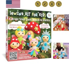 Fairy Sewing Kit for Kids Ages 5-12   Beginner Sewing Kit with 5 Pre-Cut Felt...