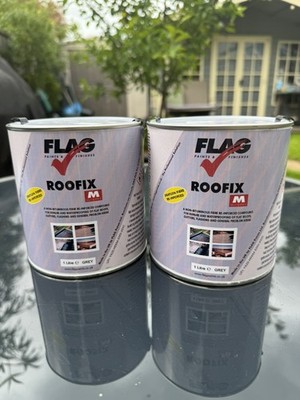 2 x 1 Liter Roofix Multi Surface Dach- & Dachrinnenreparatur, hergestellt von Flag Paints grau 