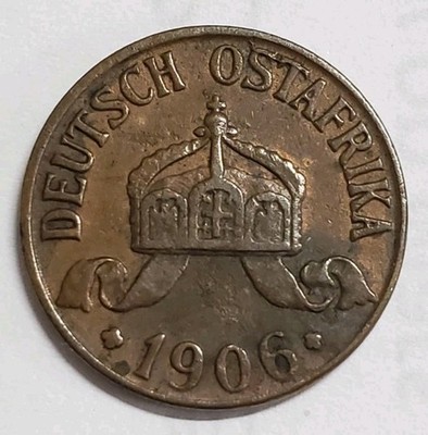 1906 J German East Africa 1/2 Heller Coin