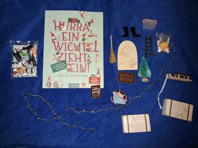 Hurra, ein Wichtel Zieht ein  Starterset Wichtel Paket Wichteltür Backen Koffer