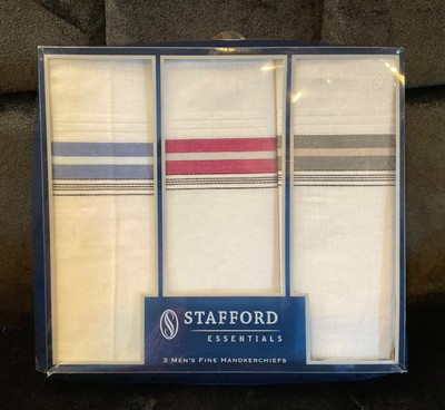 Stafford Essentials 3 Men s Fine Handkerchiefs NOS Unused