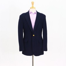 Ralph Lauren 42L Navy Sport Coat Blazer Jacket Solid 2-Button Wool