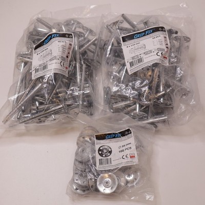 Grip Fix 8x110mm Metall Dämmplatten Befestigungen 100 Stück & 35mm Scheiben 100 Stück