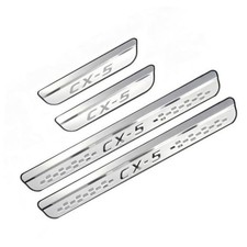Steel Chrome Door Sill Protector for Mazda CX-5 2013-2025, Honeycomb-Pattern