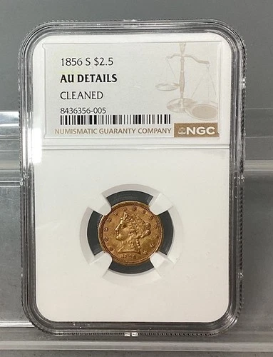 1856 S Gold Liberty Head $2.5 Coin - NGC - AU Details - Cleaned