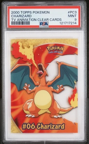 2000 Topps Pokemon Tv Animation Clear Cards #PC3 Charizard PSA 9