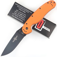 Ontario Rat 1 Big Orange G10 Tactical Pocket Folding Survival Knife AUS8 Blade a