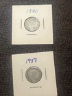 1937 & 1940 Canada 10 Cents Silver Dimes Circulated George VI Ten Cent Coins