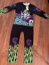 BOYS COSTUME SIZE 150 JOKER HALLOWEEN STRETCHY WITH BACK ZIPPER, BRAND NEW