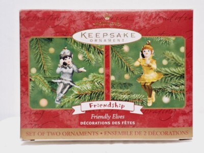 Set of 2 Hallmark Friendship Keepsake Ornaments  Friendly Elves Two Count