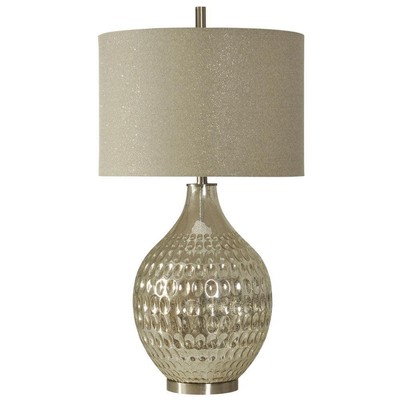 StyleCraft Table Lamp 35'' H Glass Base Material W/ Sparkle Hardback Fabric Shade