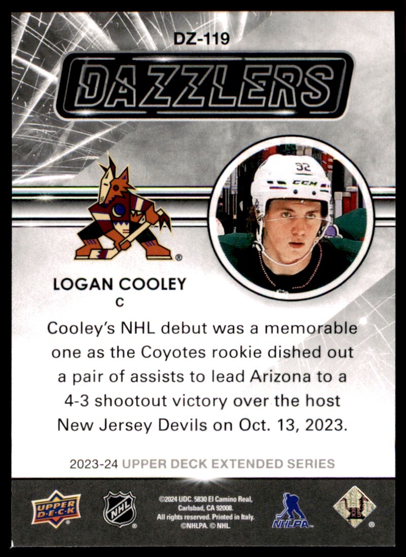 2023-24 UPPER DECK DAZZLERS GREEN LOGAN COOLEY ARIZONA COYOTES #DZ