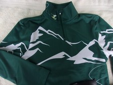 NWT Spyder pullover, women's XS, green white, polyester, skiing print, 99