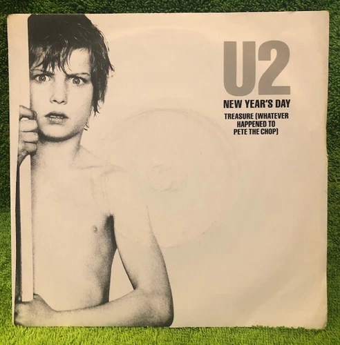 U2 - New Years Day - Treasure - Original UK 7" Silver Injection Labels in p/s