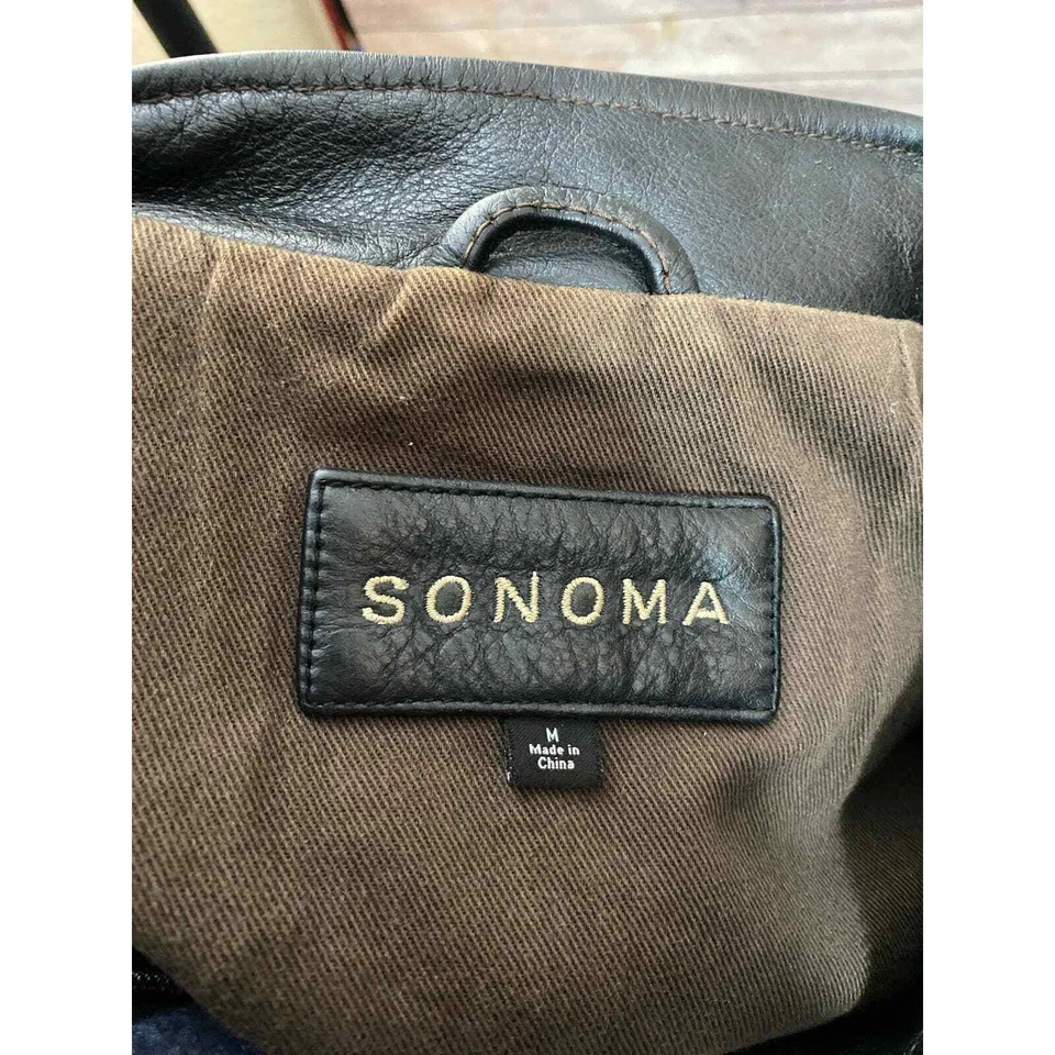 VTG Sonoma Men’s Black Leather Jacket Sz Medium Heavy Duty But Very Soft - Image 3 of 4