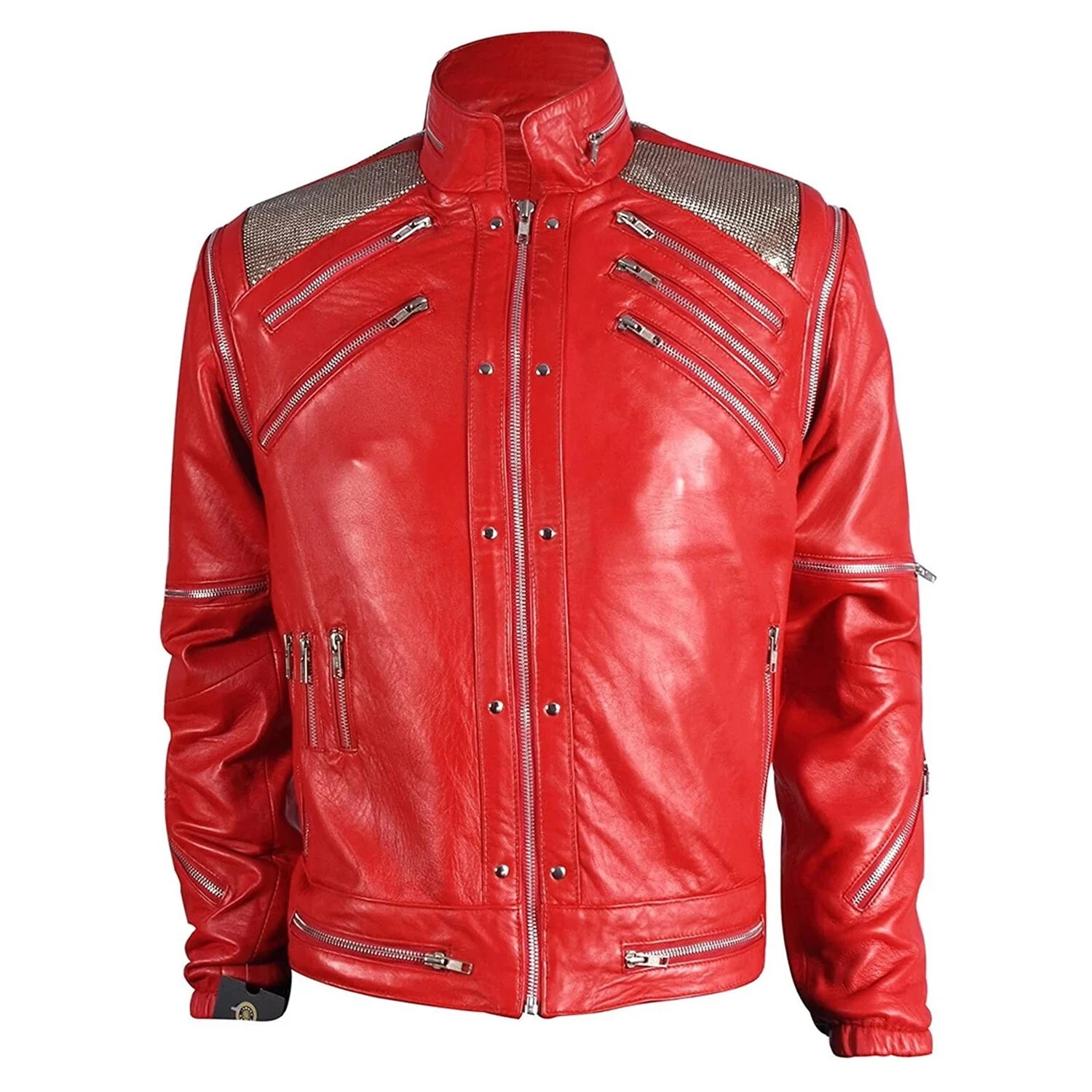 Michael Jackson Beat It Red Leather Jacket for Men – Detachable Sleeves