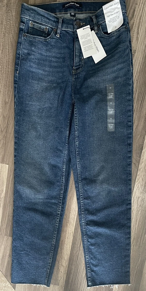 calvin klein jeans high rise straight ankle