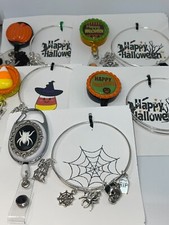 Halloween Theme ID Badge Halloween Bangle Charm Bracelet Sets Handmade New