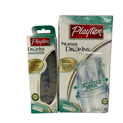 Playtex Drop-Ins Lot Nursery Bottle 50 Liners Baby Infant